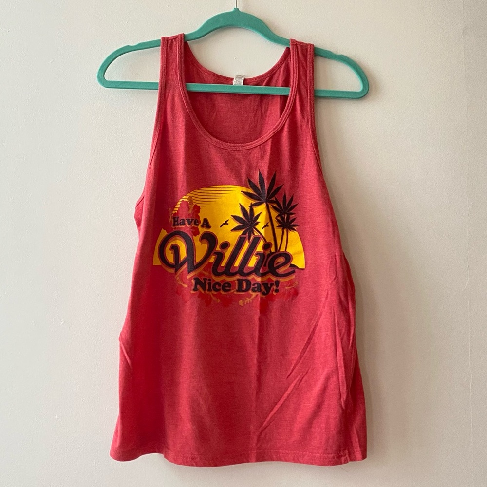 Willie Nelson Tank Have a Willie Nice Day! M Heather Red/Pink Sunset Tank Rare